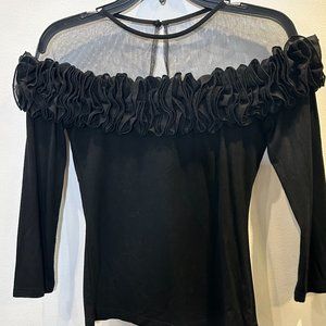 Gracia Black Illusion Neck Line Blouse BNWT Size Small